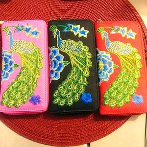 Peacock Wallet Ladies Double sided Embroidery